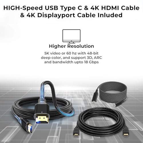 WD19DCS Dell Docking Station Dual Monitor - 4K Display, USB-C Performance Dock with 240W Adapter, HDMI, DisplayPort, USB-C Cables & Cloth (Renewed)