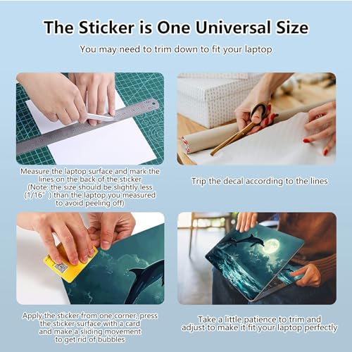 Universal Laptop Skin Sticker with 2 Wrist Pad Skins, Waterproof Scratch Resistant Vinyl Laptop Cover Decal, Cut to Fit for 11–15.6 Inch MacBook HP Dell Lenovo, Dolphins - color: Dolphin