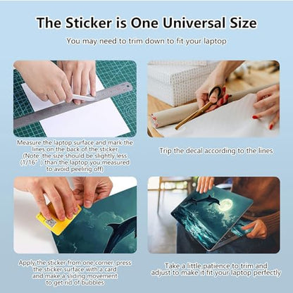 Universal Laptop Skin Sticker with 2 Wrist Pad Skins, Waterproof Scratch Resistant Vinyl Laptop Cover Decal, Cut to Fit for 11–15.6 Inch MacBook HP Dell Lenovo, Dolphins - color: Dolphin