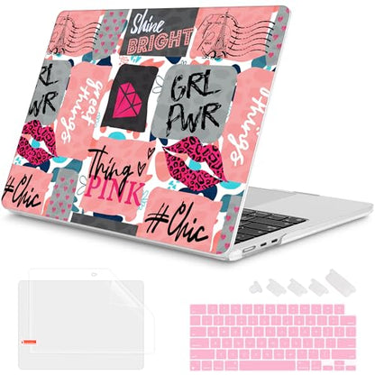 Mektron for 2026/2025/2024/2023 MacBook Air 15 INCH M5 A3448 /M4 A3241 /M3 A3114 /M2 A2941 Case, Printed Plastic Hard Shell Cover with 15.3" Liquid Retina Display Touch ID, Girly Graffiti - color: Girly Graffiti