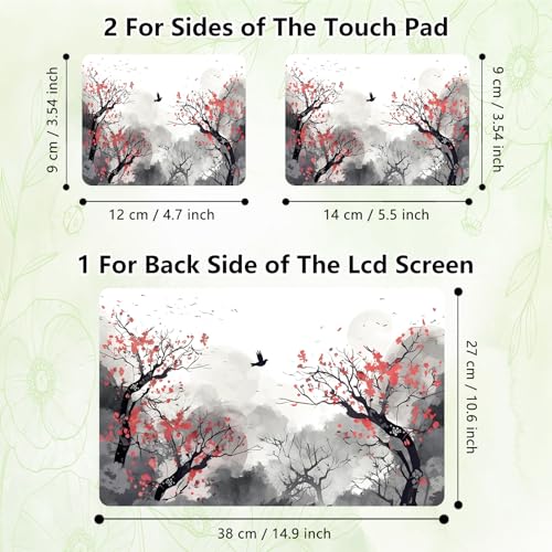 Laptop Skin Sticker Decal, Universal Reusable Vinyl Laptop Cover for 12" 13" 13.3" 14" 15" 15.4" 15.6" Notebook PC, Reusable Waterproof Scratch-Resistant with 2 Wrist Pads,Watercolour Trees - color: Watercolour Trees