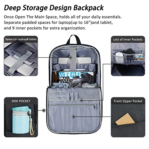 MAXTOP Laptop Backpack for Women Men College Bookbag Business Travel Backpack Anti-theft Water Resistant Computer Backpacks Fits 15.6 Inch Laptop - color: Grey Dark, size: 15.6 inch, style: Daypack Backpacks