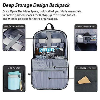 MAXTOP Laptop Backpack for Women Men College Bookbag Business Travel Backpack Anti-theft Water Resistant Computer Backpacks Fits 15.6 Inch Laptop - color: Grey Dark, size: 15.6 inch, style: Daypack Backpacks