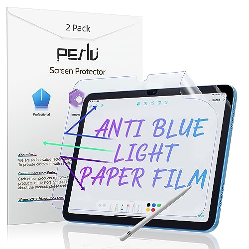 Peslv 2 Pack Anti Blue Light Paper Film for iPad 10th/11th A16 (2022/2025), Drawing & Writing Feel Like on Paper, Matte Anti Glare PET Screen Protector, BlueLight Filter Eye Protection Cover - size: iPad 10th/11th -B