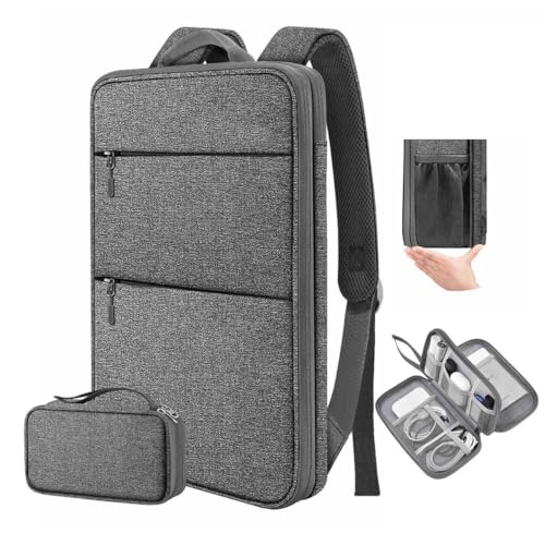ZINMARK Slim Expandable Laptop Backpack with Small Case for 15-16 inch Notebooks,Water Resistant Computer Bag for College Business for Men Women，Dark Gray - color: Dark Gray