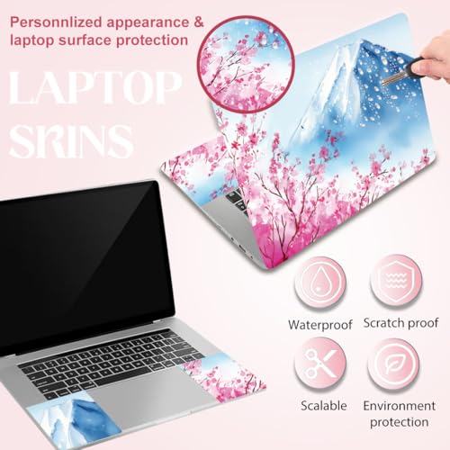 SUPERDANT Laptop Skin Sticker Snow Mountain Flowers Laptop Decals Personalized Universal Notebook Computer Wrap Vinyl Skin Stickers Cover Art Decal Removable 12-15.6 Inch Scratch-Resistant Gifts - style: Snow Mountain