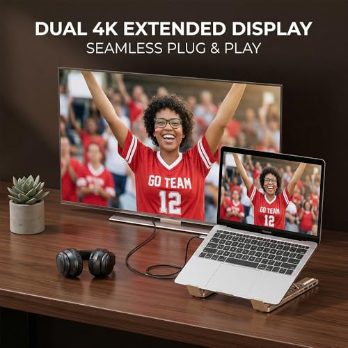Sakerplus 8-in-1 Laptop Docking Station, Hub7 Foldable Laptop Stand with 4K HDMI, PD 100W USB-C Charging, USB 3.0, SD/TF Card Reader, Adjustable Ergonomic Stand with Anti-Slip Pads