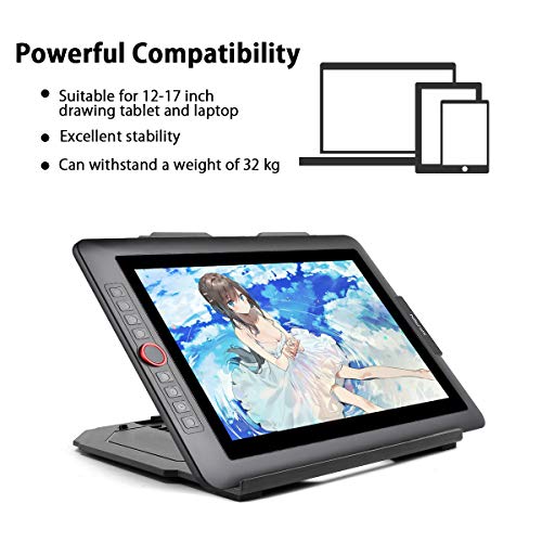 Drawing Tablet Stand, Laptop Stand for Tablet Display, 9 Levels Adjustable Angles with a Built-in Phone Holder, for 12-17 inch Drawing Tablet, Smartphones - color: Grey