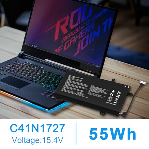 C41N1727 Laptop Battery Replacement for Asus Zephyrus M GM501 GM501G GM501GM GM501GS ROG GU501 GU501G GU501GM GM501G-SEI006T GM501GS-EI015T GU501GM-BI7N8 GM501GM-EI005T GM501GS-EI003T 15.4V 55Wh - size: C41N1727 14.76 × 5.12 × 0.98 in