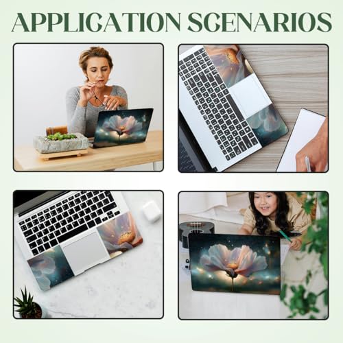 SUPERDANT 3Pcs Laptop Sticker Skin Cover Decal Removable Reusable PVC Material with Unique Starry Sky Flower Design Waterproof for School College Work Office Personalization Use