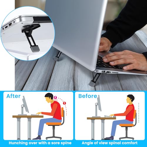 Mini Portable Laptop Stand for Desk, Portable Keyboard Riser Three Tilt Angle Adjustable Foldable Invisible Laptop Riser Self-Adhesive Computer Stand Feet for Most Keyboards (Black, 2) - style: Black