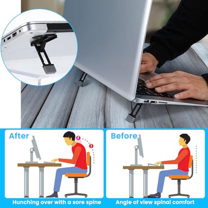 Mini Portable Laptop Stand for Desk, Portable Keyboard Riser Three Tilt Angle Adjustable Foldable Invisible Laptop Riser Self-Adhesive Computer Stand Feet for Most Keyboards (Black, 2) - style: Black