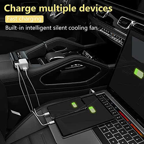 150W Power Inverters for Vehicles 12V DC to 110V AC Car Plug Adapter Outlet | Cigarette Lighter Adapter, Dual DC AC Converter, 3.1A Dual USB, Portable Car Charger for Laptop/Camping/Road Trip Essentials - color: Black