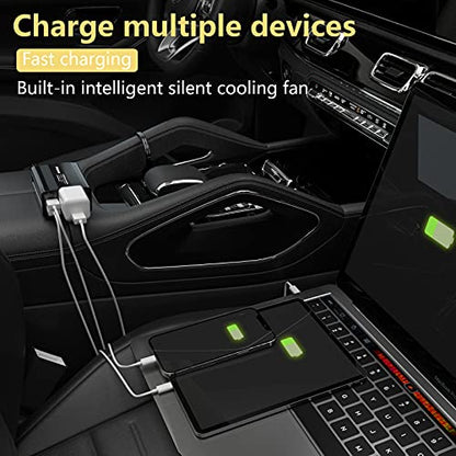 150W Power Inverters for Vehicles 12V DC to 110V AC Car Plug Adapter Outlet | Cigarette Lighter Adapter, Dual DC AC Converter, 3.1A Dual USB, Portable Car Charger for Laptop/Camping/Road Trip Essentials - color: Black