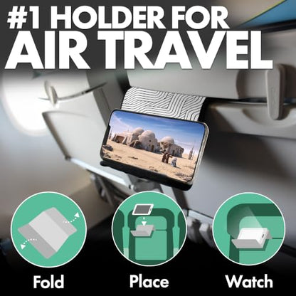 Airplane Phone Holder - Foldable Phone Stand for Plane Travel | Aluminum Build, 9 x 5 in. Mono Lines, Tabletop Mount Desk, Plane Tray Seat back, Treadmill, Fits iPhone Cell Phone - color: Mono Lines, size: Large