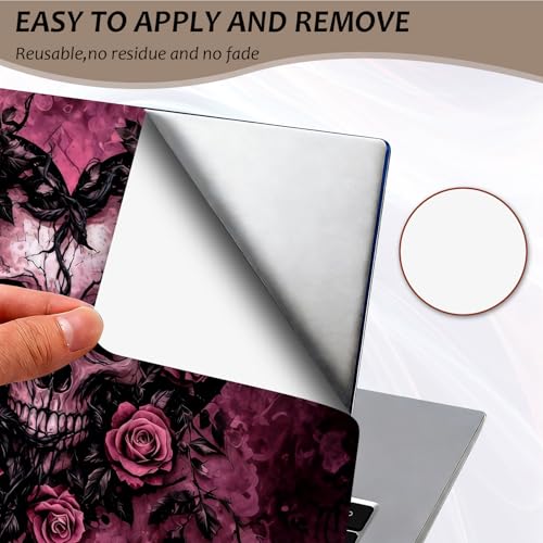 Laptop Skin 12.1-15.6 inch Removable Universal Reusable Laptop Sticker Decal,Waterproof No Residue Vinyl Cover,Scratch-Resistant Cuttable Full Wrap Sticker for Notebook, Gothic Heart Skull and Rose - color: Gothic Heart Skull And Rose