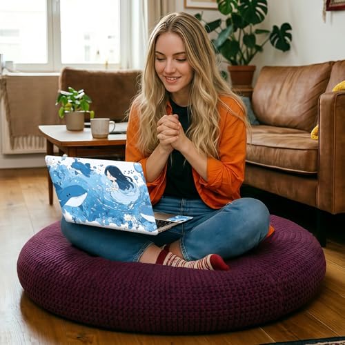Cute Whale Girl Anime Universal Laptop Skin Sticker 3PCS, Protective Decal Trim-to-Fit 11.6" 13.3" 14" 15.6" Laptop Vinyl Cover, Removable Anti-Scratch Computer Decal Protector - color: Cute Whale Girl Anime