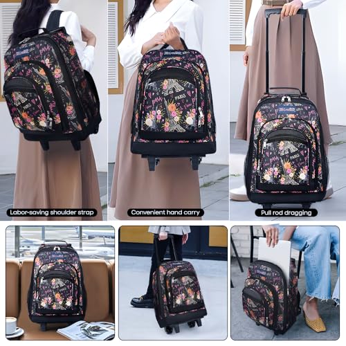 20" 2-in-1,Wheeled Travel Luggage Bag w/Telescopic Handle | Rolling Travel Luggage w/2 Wheels,Trolley Suitcase,Spacious Storage Design,2561-20''-Floral - color: JH-2561-Floral-20