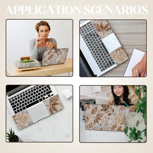 SUPERDANT Brown Wildflowers Laptop Skin Sticker Decal Leaf Universal Laptops Notebook Skin Sticker 12 13 13.3 14 15 15.4 15.6 Inches Vinyl Laptop Cover Stickers Removable Waterproof Notebook Protector - style: Brown Wildflowers