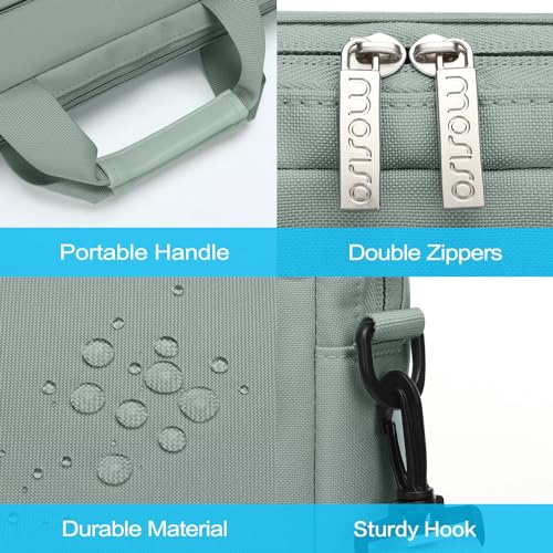 MOSISO Laptop Shoulder Bag 16 inch, 15-15.6 inch Computer Bag | Compatible with MacBook Pro 16 inch, HP, Dell, Lenovo with 2 Raised&1 Flapover&1 Horizontal Pocket&Handle&Belt, Antique Green - color: Antique Green, size: 16 inch