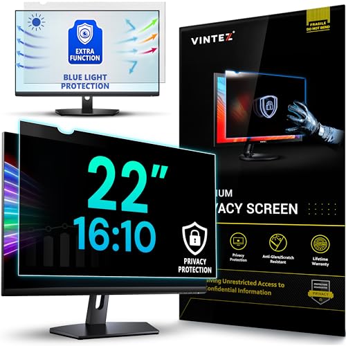 22 Inch 16:10 Privacy Screen for Computer Monitor and Laptop - Anti Glare Protector Film Blue Light Filter Eye Protection - Computer Screen Privacy Shield, [1 Pack] - size: [1 Pack] 22" DIAGONAL (16:10)