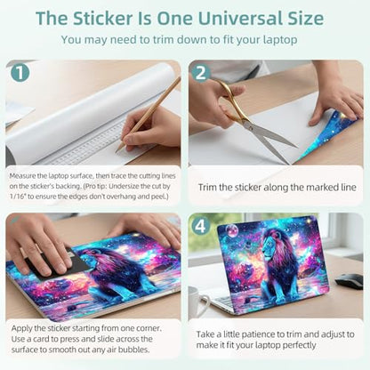 Universal Laptop Skin Decal, 3-Piece Vinyl Protector for 12 13 14 15.6" Notebook, Waterproof Anti-Scratch, Easy Trim & Bubble-Free Finish, Beautiful Lion Sitting on the Water - color: Beautiful Lion Sitting on the Water