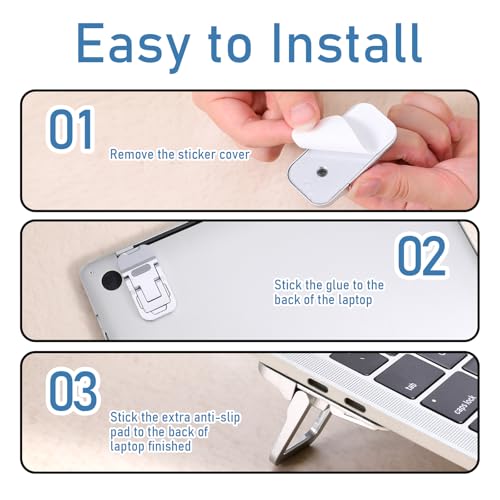 Bewudy 2 Pcs Portable Keyboard Riser With Dual Tilt Angle Adjustment, Foldable Laptop Stand, Mini Computer Stand for Desk, Self-Adhesive Feet for Most Keyboards (Silver) - color: Silver