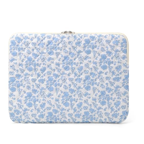Puffy Laptop Sleeve 13-15.6 Inch Cute Quilted Laptop Protective Case Padded Floral Computer Sleeve for MacBook (B-Blue, 11 Inch) - color: Baby Blue Floral, size: 11 Inch