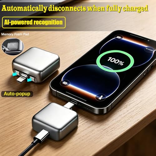 2026 Fast 140W Charger with AI Smart Auto Power-Off, Smart Auto Stop Charging Adapter for USB C Cable Phone Laptop, Stop Charge Smart Charger Protector for Overnight Charging, Overcharge Prevention