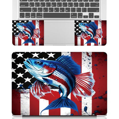 Universal Laptop Skin Sticker Decal for 11.6”12" 13" 13.3" 14" 15" 15.4" 15.6" Reusable Waterproof Scratch-Scratch Resistant Protective Vinyl Laptop Notebook Skin Stickers - American Flag & Fish - color: American Flag & fish
