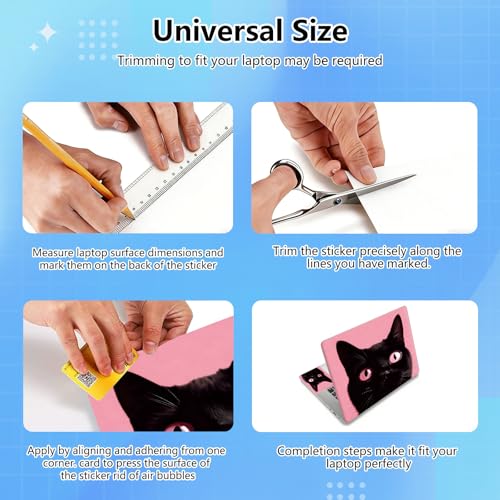 Universal Laptop Skin Sticker Decal for 11.6”12" 13" 13.3" 14" 15" 15.4" 15.6" Reusable Waterproof Scratch-Scratch Resistant Protective Vinyl Laptop Notebook Skin Stickers - Black Cat Pink - color: Black Cat Pink