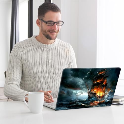 Universal Laptop Skin, DIY Cut-to-Fit Vinyl Cover Compatible with HP, Dell, Lenovo, Mac (13.3" to 15.6"), Anti-Scratch, No Residue & Bubble-Free Protective Decal Sticker, Epic Storm Pirate Ship - color: Epic Storm Pirate Ship