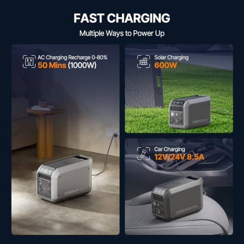 Dabbsson 1008Wh Solar Generator, Semi-Solid LiFePO4, 1200W AC Output/100W USB-C, 1600W Power Boost, 1.3X Longer Runtime, 0-80% in 50 Min, 1000L Portable Power Station for Home Backup/Camping/RV - style: 1000L
