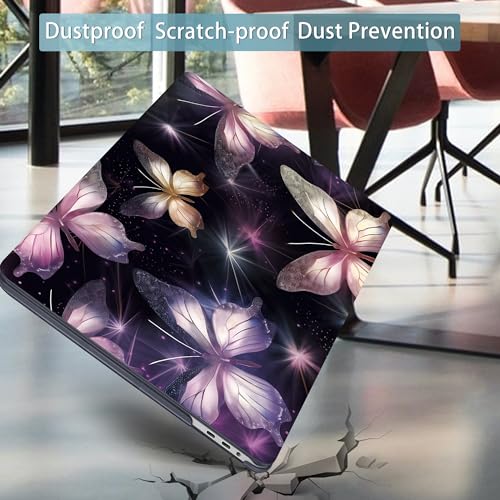 Mektron Designed Case for MacBook Pro 16 Inch A2141 Cover 2019 Release 16" with Liquid Retina Display/Touch ID, Plastic Hard Shell with Keyboard Skin & Screen Protector, Glittering Butterfly - color: Glittering Butterfly