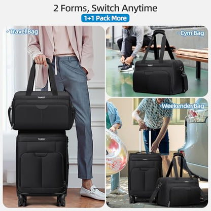 Carry on Luggage with Spinner Wheels 20-Inch,Lightweight Expandable Luggage Set Carry-on Suitcase with Wheels Women Men-Black - color: Black, size: Carry-on 20 inch