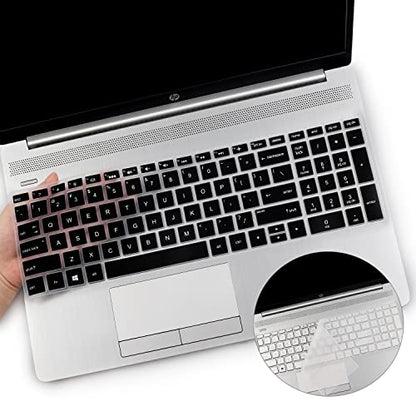 2PCS Keyboard Cover for HP Laptop 15.6 15-dw 15-dy 15-ef 15-da/db 15t-dy200 15t-dw300 15-dy2703dx, 17.3 HP Laptop 17-by 17t-by500 17-by4061nr, HP Envy x360 15m-dr/ds 17-bs 17-bw,Spectre x360 15-EB - color: Black+Clear