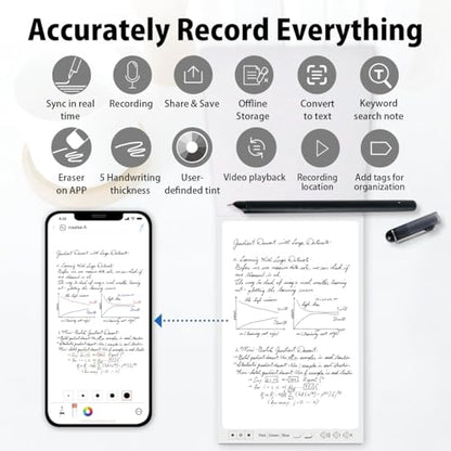Smart Pen+Mini notebok, Digital Pen Real-time Sync for Digitizing, Storing, and Sharing Notes, Ideal Smart Pen for Note Taking, Drawing, Classroom, Offices, Compatible with Android and iOS