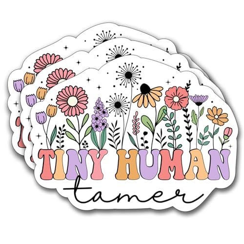 (3Pcs) Tiny Human Tamer Sticker, Teacher Decorate Books Laptop Phone, Water Bottles Kindles Stickers, Tumbler Sticker Waterproof Vinyl Decorate Sticker 3" Inch - color: Tiny Human Tamer