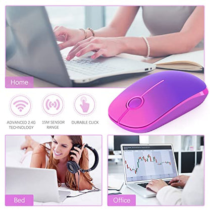 Unipows Wireless Mouse-2.4G Slim Portable Computer Mouse, Gradient Purple | Nano Receiver, Less Noise Mobile Optical Mice for Notebook, PC, Laptop, Desktop - color: Gradient Purple