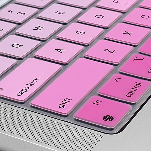 ProElife Keyboard Cover Skin for MacBook Air 13/15 Inch M5 M4, Ombre Pink | US Enter, Ultra Thin (0.26 mm), Silicone Protective Skin, Easy to Apply, Washable & Reusable, Dust-proof, Precision Molded - color: Ombre Pink