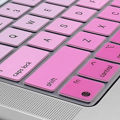 ProElife Keyboard Cover Skin for MacBook Air 13/15 Inch M5 M4, Ombre Pink | US Enter, Ultra Thin (0.26 mm), Silicone Protective Skin, Easy to Apply, Washable & Reusable, Dust-proof, Precision Molded - color: Ombre Pink