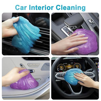 Car Cleaning Gels, 4-Pack Universal Auto Detailing Tools Car Interior Cleaner Putty, Dust Cleaning Mud for PC Tablet Laptop Keyboard, Camera, Printers, Calculator - 320g (2.8oz/pcs) - color: Blue,Purple