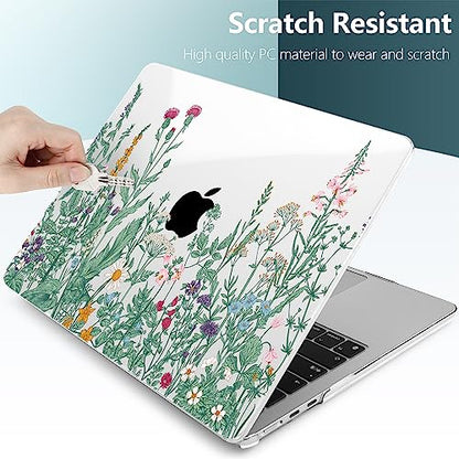 TWOLSKOO for MacBook Air 15 inch Case 2026 2025 2024 2023 Release M5 A3448 M4 A3241 M3 A3114 M2 A2941, Plastic Hard Shell & Screen Protector & Keyboard Cover & Trackpad Film, Botanical Illustration - color: Botanical Illustration