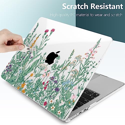 TWOLSKOO for MacBook Air 13 inch Case M5 2026 M4 2025 M3 M2 2024-2022 A3449 A3240 A3113 A2681, Plastic Hard Shell & Keyboard Cover & Screen Film for MacBook Air 13.6 inch Case, Botanical Illustration - color: Botanical Illustration