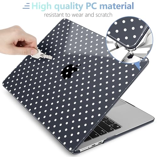 MEEgoodo for M5/M4/M3/M2 MacBook Air 15 inch Case 2026 2025 2024 2023, Case Fit Model (A3448/A3241/A3114/A2941) for MacBook Air 15.3 inch, White Polka Dot - color: White Polka Dot