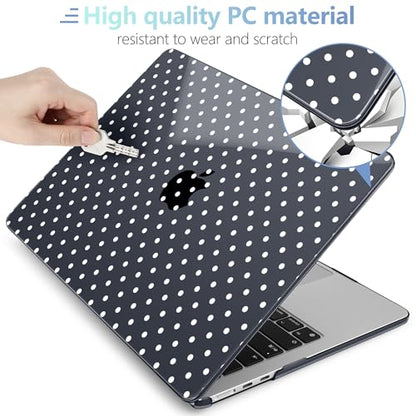 MEEgoodo for M5/M4/M3/M2 MacBook Air 15 inch Case 2026 2025 2024 2023, Case Fit Model (A3448/A3241/A3114/A2941) for MacBook Air 15.3 inch, White Polka Dot - color: White Polka Dot