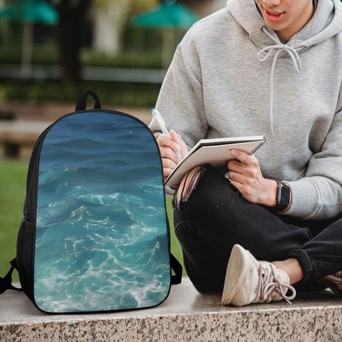 Laptop Backpack with Pocket, Large, Adjustable 17 Inch Bag, Waterproof | The Deep Blue Sea Computer Bag for Work, Breathable, Expandable Backpack for Women Men, Portable