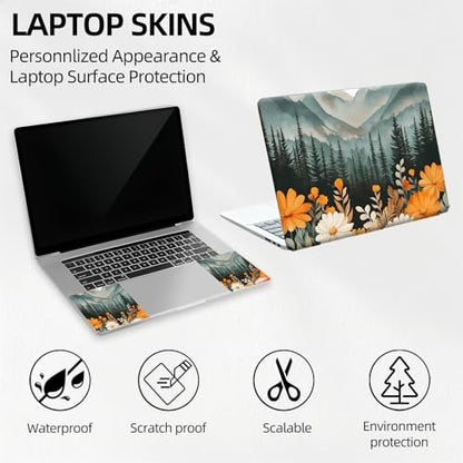 Misty Mountain Pine Forest Universal Laptop Skin Sticker 3PCS, Protective Decal Trim-to-Fit 11.6" 13.3" 14" 15.6" Laptop Vinyl Cover, Removable Anti-Scratch Computer Decal Protector - color: Misty Mountain Pine Forest