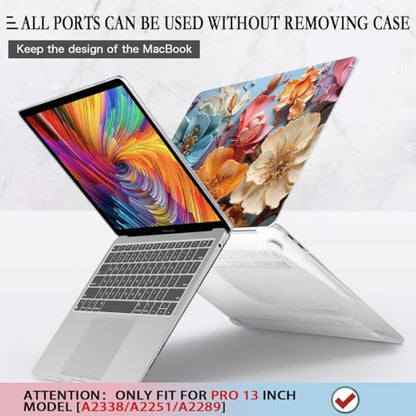 CISSOOK Compatible with MacBook Pro 13 Inch Case 2025 2024 2023 2021 2020 Release M2 M1 A2338 A2289 A2251, Hard Shell Case & Keyboard Cover for MacBook Pro 13 with Touch Bar, Silk Flowers - color: Pro13inch-Silk Flowers