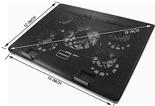 Laptop Cooling Pad 17inch 15.6 14 13 12inch Gaming Cooler Pad Chill Mat 5 Quiet Fans LED Lights and 2 USB 2.0 Ports Adjustable Mounts Laptop Stand Height Angle - color: Gaming 5Fan 12-17inch